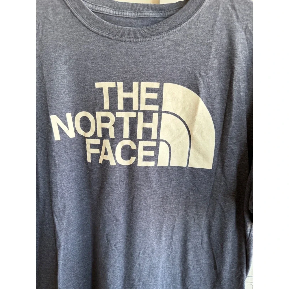 The North Face Mens Large Heather Gray Blue Graphic Logo Short Sleeve T-Shirt